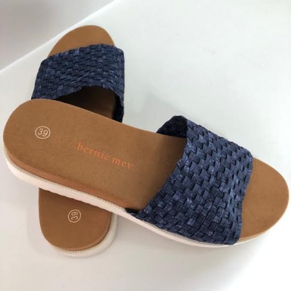 bernie mev. Shoes - bernie mev. Blue Jean Weave Slide Sandals in size 39